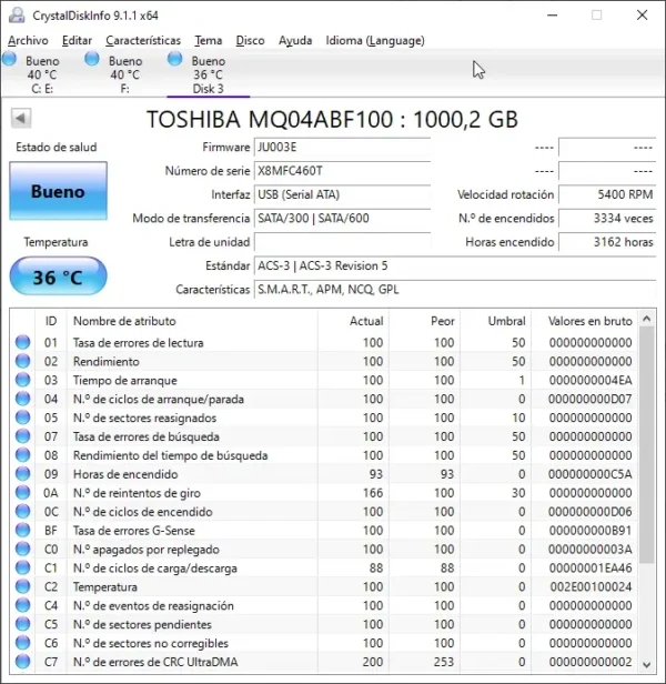 HDD 2.5" Toshiba 1TB